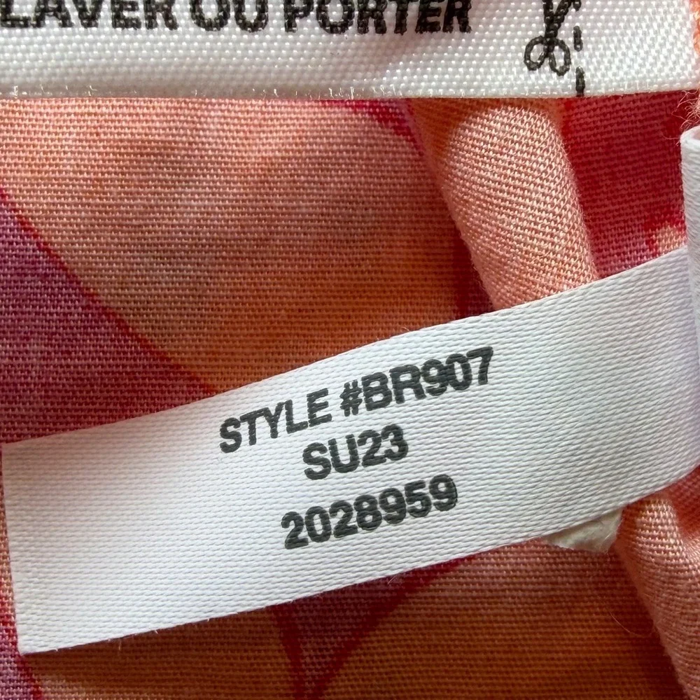 J.Crew Re-Imagined Orange Pink Floral Tiered Midi Dress V-Neck‎ Puff Sleeve